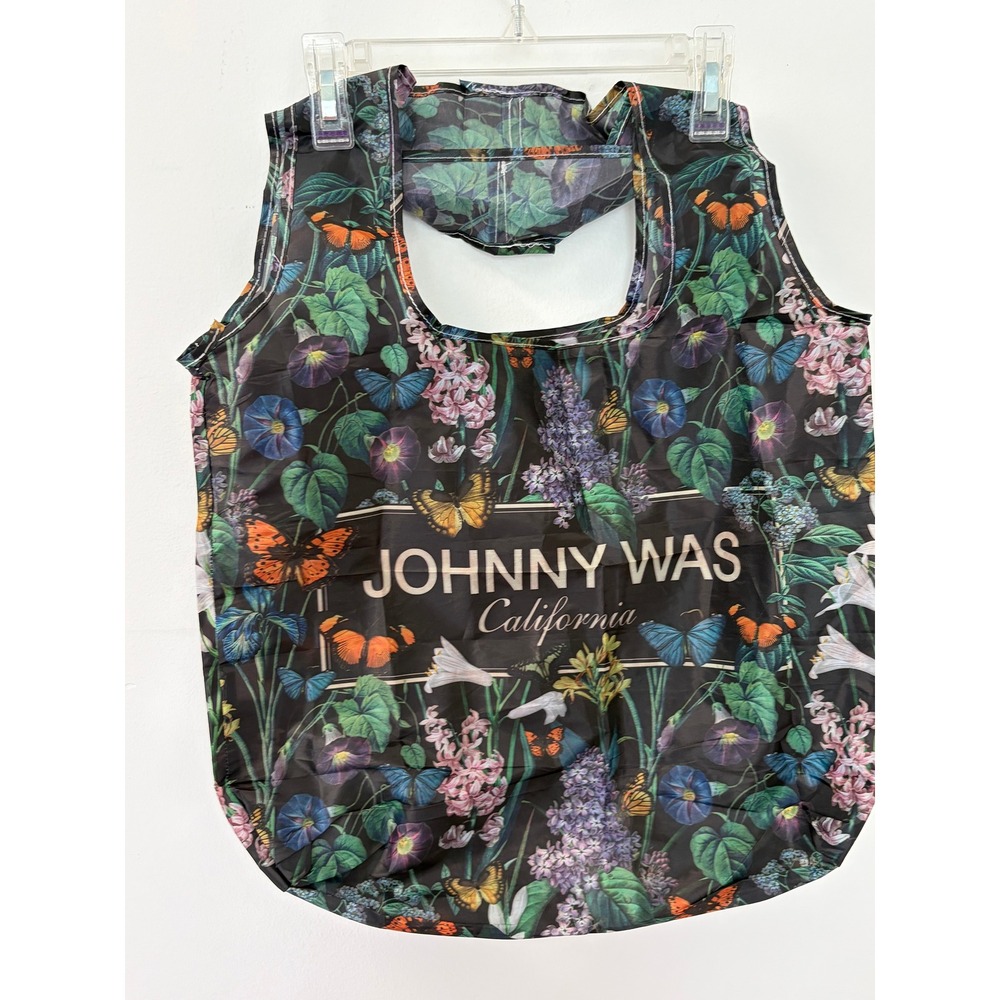 Johnny Was Tote Bag Womens OS Boho Floral Butterfly Botanical Foldable Shopper